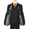 Extrema Black With Peach Pinstripes Super 140's Wool Vested Suit HA00208